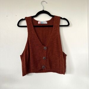 Free People Beach Rust Orange Knit Vest Tank Top